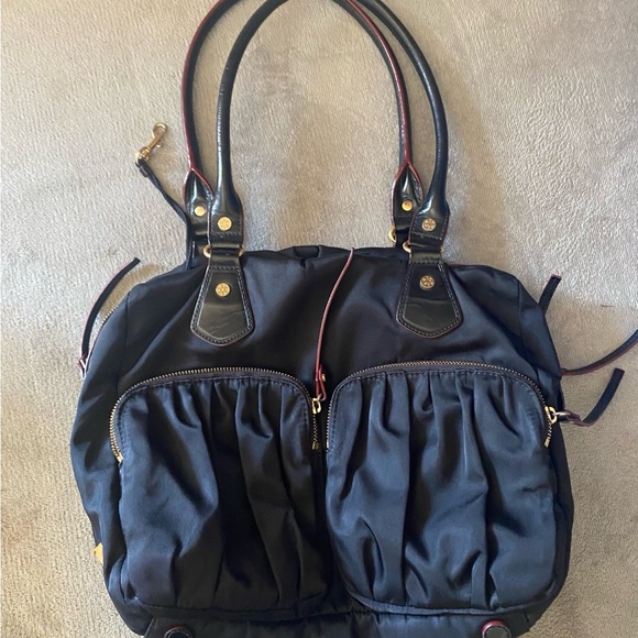 MZ Wallace Black Nylon Tote Bag red inside - Picture 2 of 10